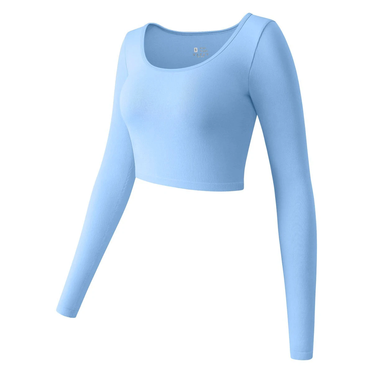Wholesale New Women's Sexy Fashionable Breathable Lightweight U-neck Tops Knitted Ribbed Seamless Fitness Long Sleeved Yoga