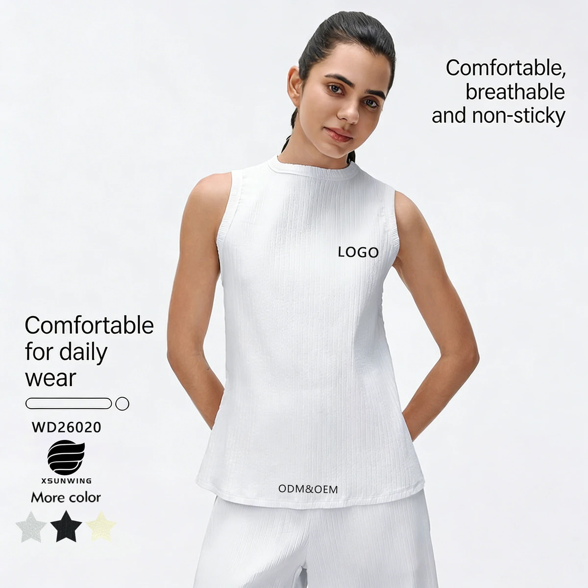 Xsunwing Custom Logo Women's Sports Tank Tops Sleeveless Loose Fit, Exercise, Fitness, Yoga, Running Casual Singlet Vest WD26020