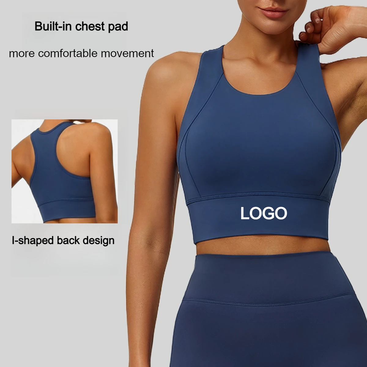 Custom LOGO Wholesale Women High Impact Racerback Sports Bra Shockproof Running Workout Yoga Bra