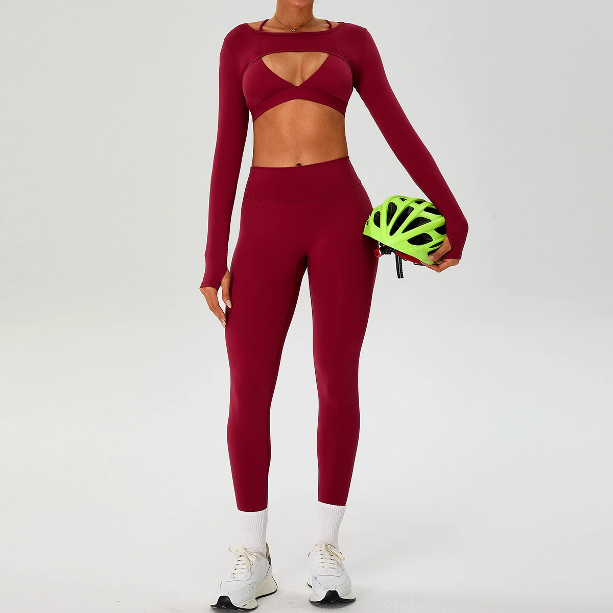 New 3 Pieces Women Workout Sports Set Long Sleeve Bra Tummy Control Tight Yoga Pants 3 Pieces Quick Drying Gym Yoga Wear Set