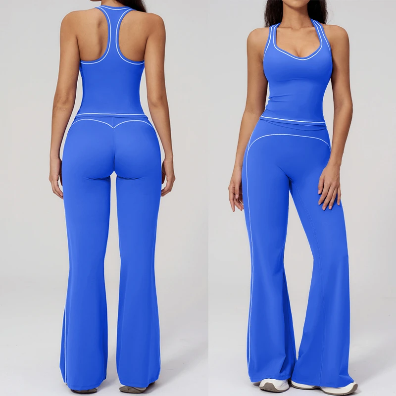 2026 Women's Solid 2-Piece Racerback Yoga Set Soft Nylon/Spandex Quick Dry Seamless Breathable Four-Way Stretch Eco-Friendly XL