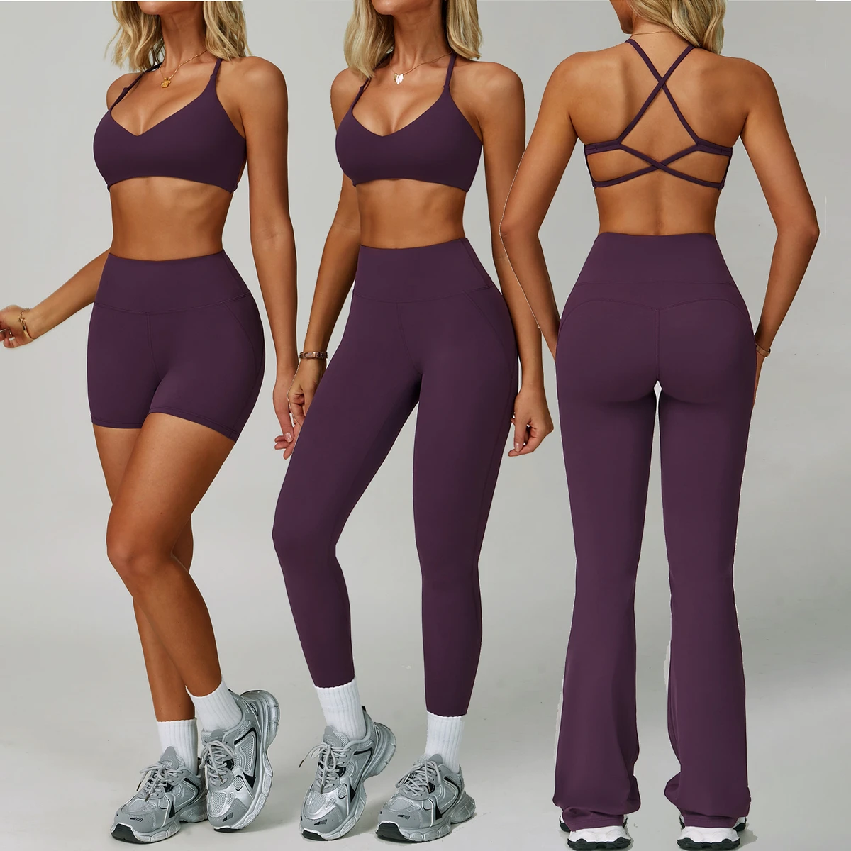 YIYI Manufacturer Shockproof Beauty Back Bra Workout Sets for Women High Waist Shaper Gym Sets Girls Sports Fitness Yoga Wear