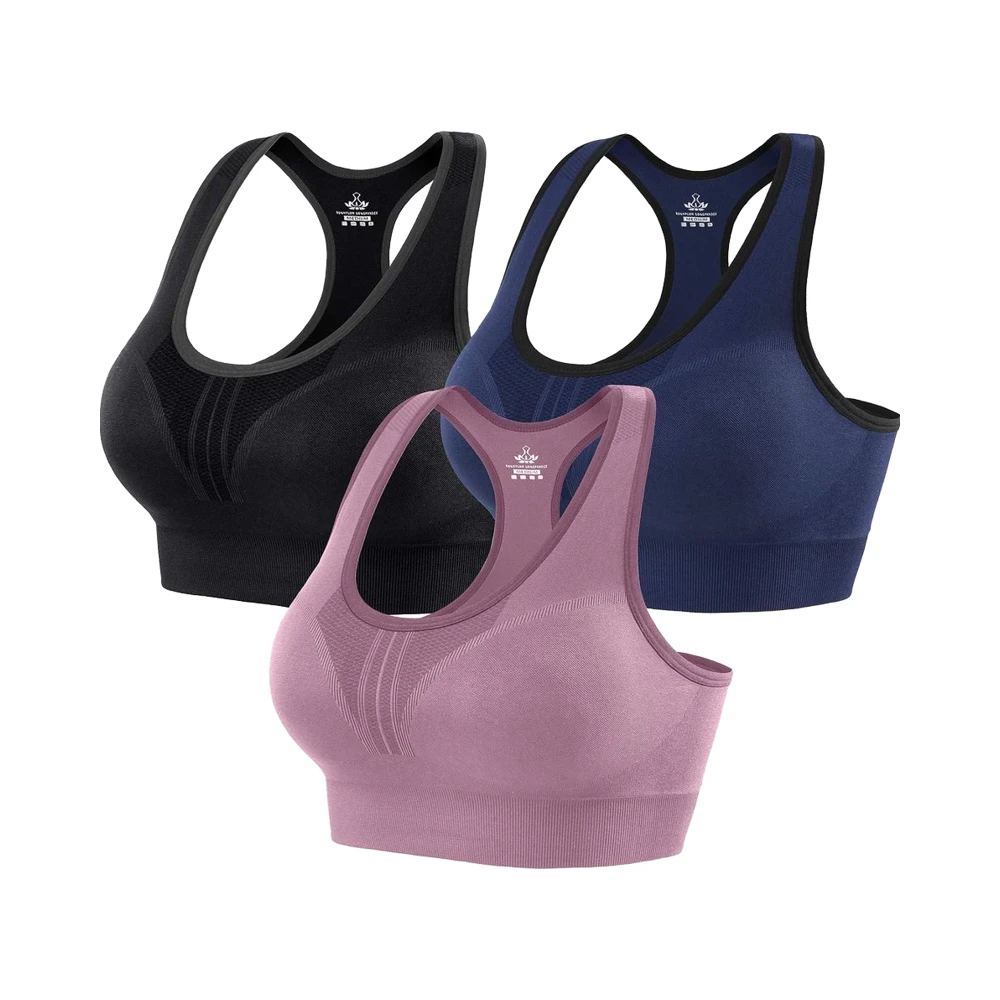 Heathyoga Breathable High for High Support Padded Racerback Sports Bra for Women Yoga Workout 100% Nylon