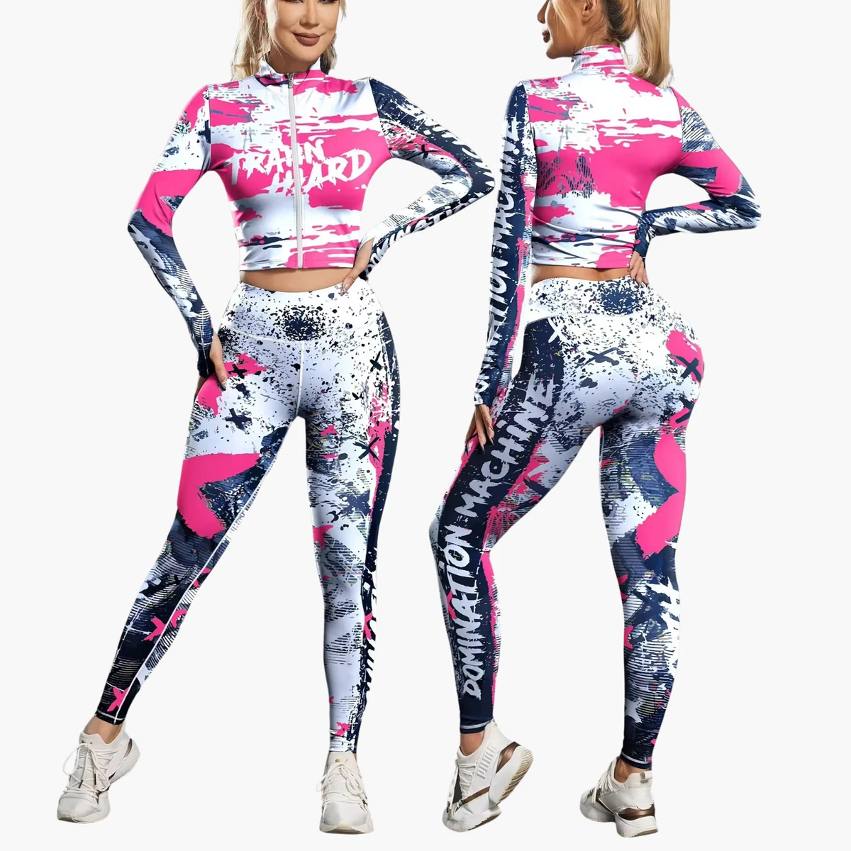 Custom Wholesale High Quality Plus Size Solid 2-Piece Fitness Yoga Set Sublimation Print Sports Bra Leggings Long Belt Waist