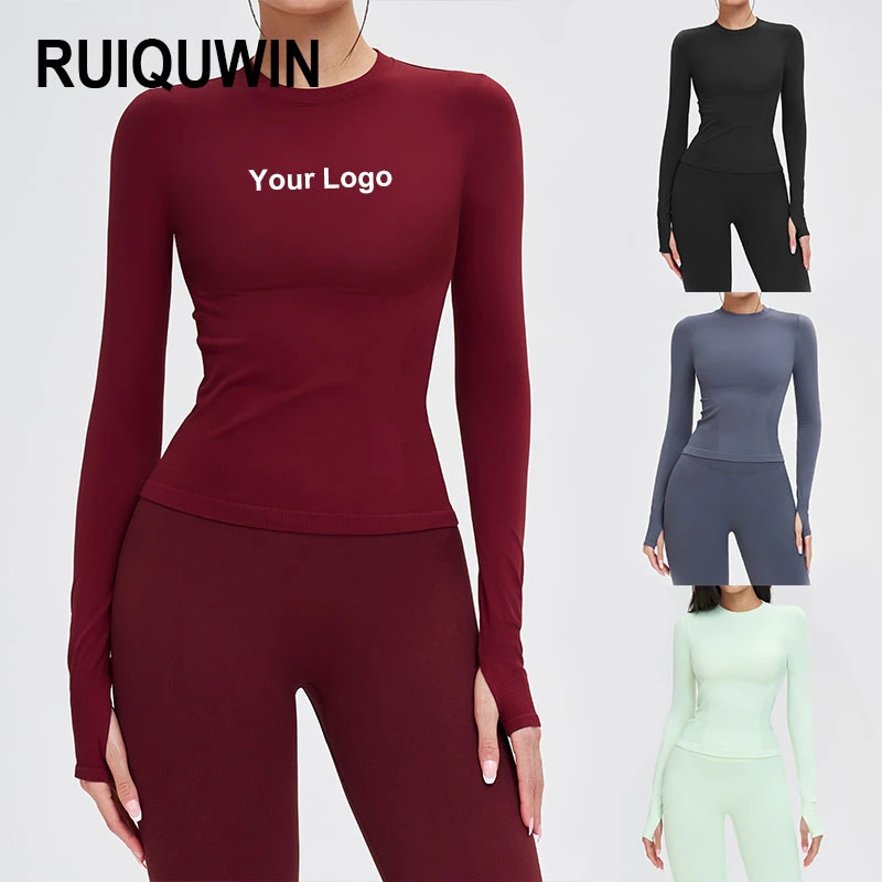RUIQUWIN Hot Selling Women's Slimming Long-Sleeve T-Shirt High Elastic Fitness Yoga Wear Quick-Dry Pilates Fitness Workouts Top