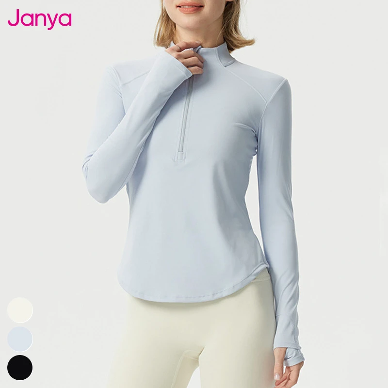 Custom Logo Womens Clothing Slim Half Zipper Stand up Collar Workout Sports Tops Long Sleeve Fitness Shirts Yoga Shirt for Women
