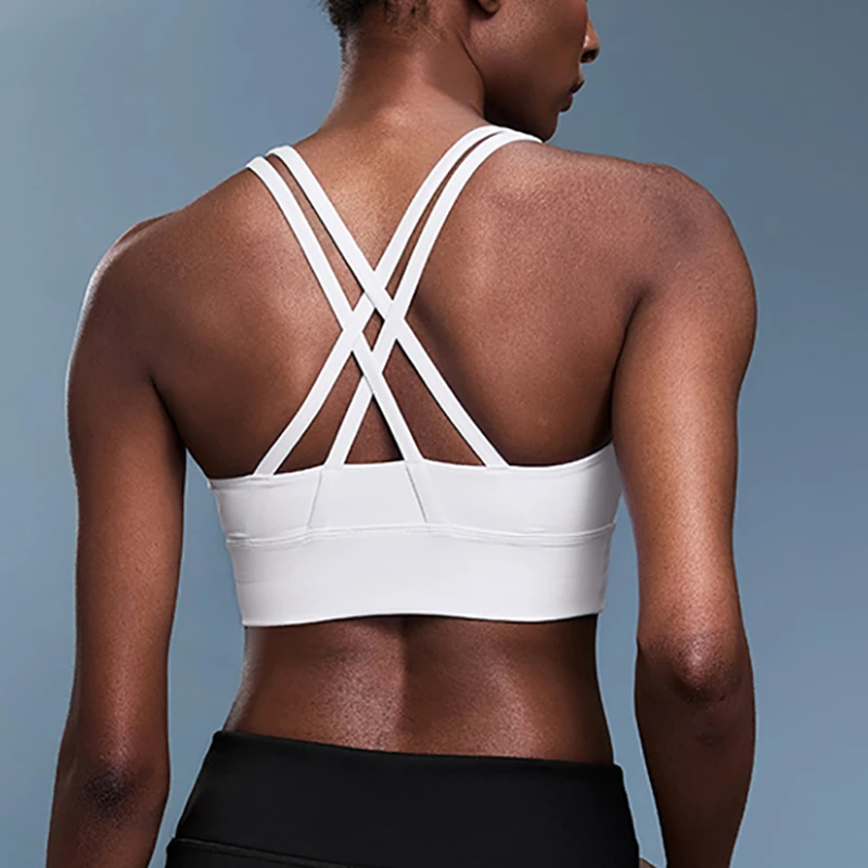 High Quality Custom Brushed Cross Beauty Back High Strength Shockproof Bra Gym Yoga Fitness Women Sports Bra