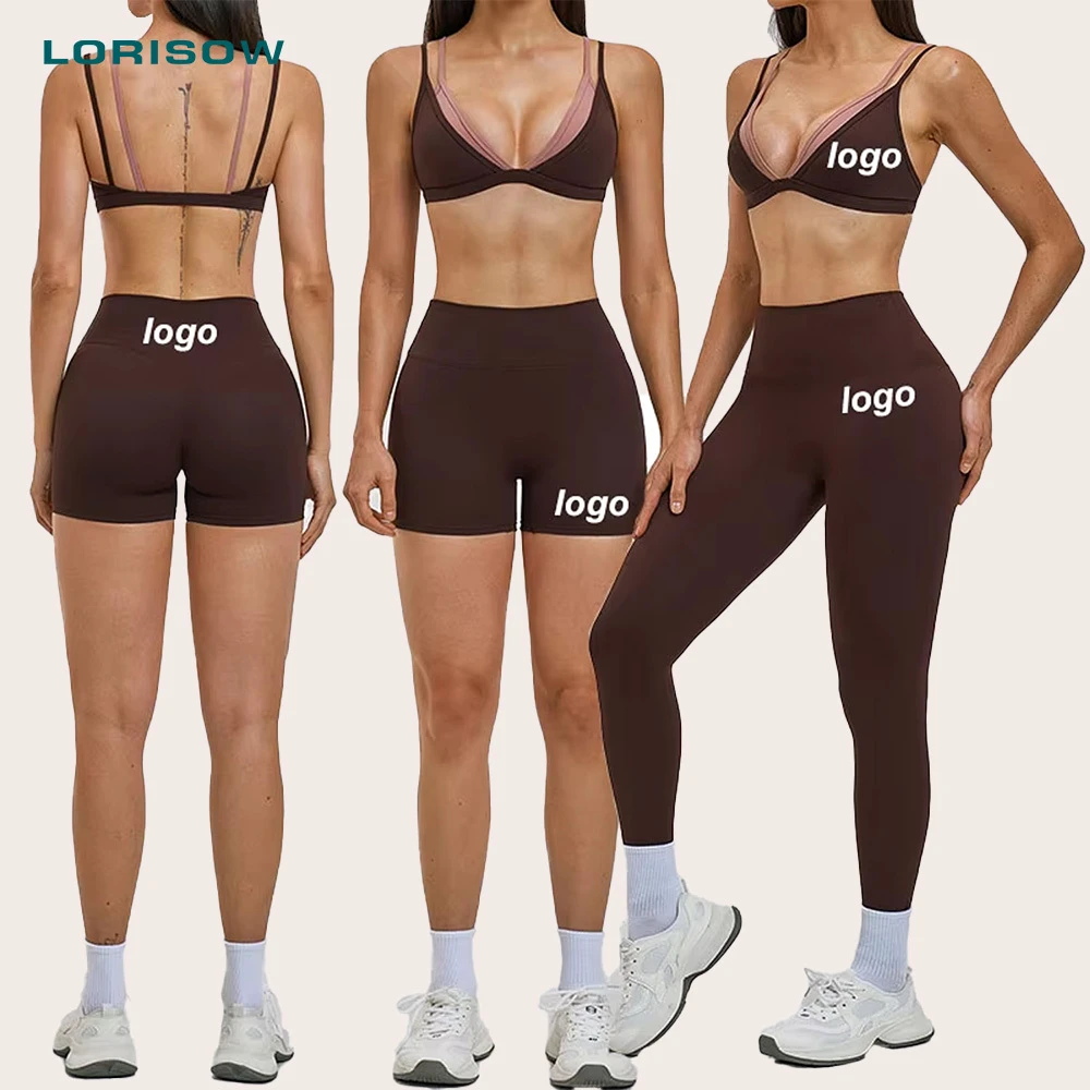 LORISOW Butt Lift Outdoor Fitness 6-Piece Set Running Exercise Wholesale Custom-Made Women's Sports Bra and Leggings Sets
