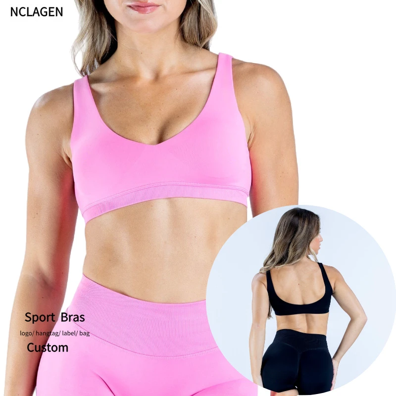 New U-Back Push up Sports Bra for Women Breathable Four-Way Stretch Lightweight High Support Seamless Yoga Fitness Top