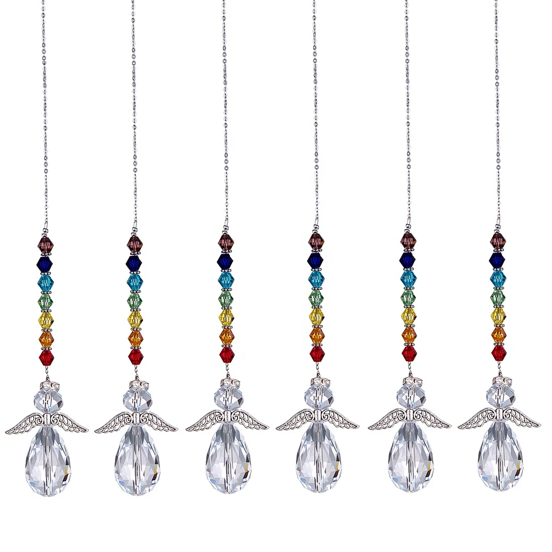 Crystal Guardian Angel Pendant Car Charm for Rear View Mirror Ornament Window Garden Tree Decor