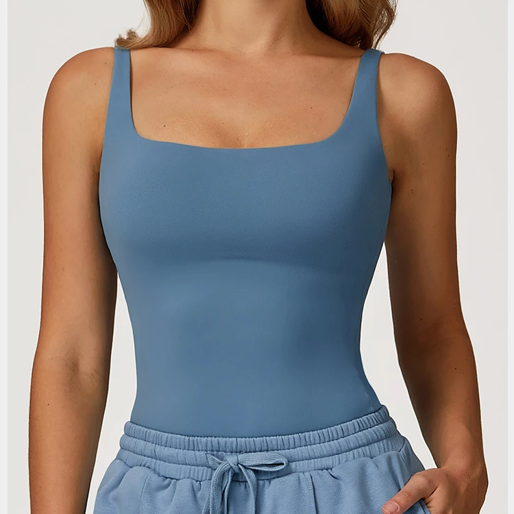 Fashion Gym Vest Women Great Stretchy Double Layer Yoga Tops With Built in Bra Private Custom Label Quick Dry Gym Yoga Wear