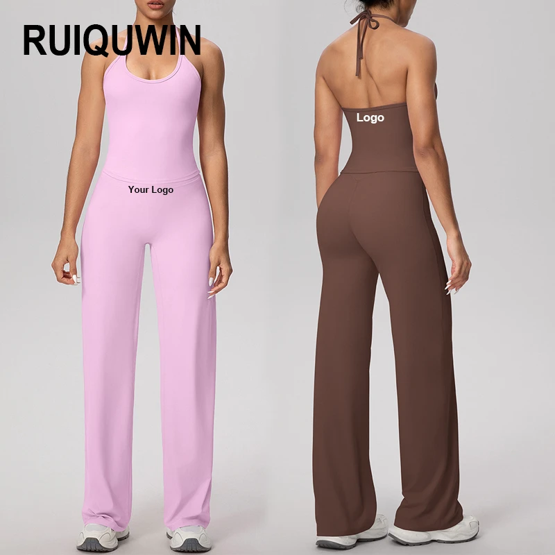 RUIQUWIN Custom Seamless Yoga Suit Women Sports Bra High Waist Loose Pants Outfit Gym Set Fitness Workout Clothes