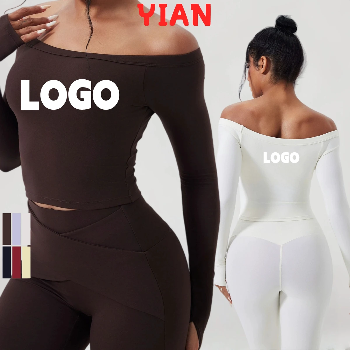 New Autumn Winter Off the Shoulder Plus Size Yoga Tops Long Sleeves Quick Dry Yoga Sports Casual Running Fitness Tops