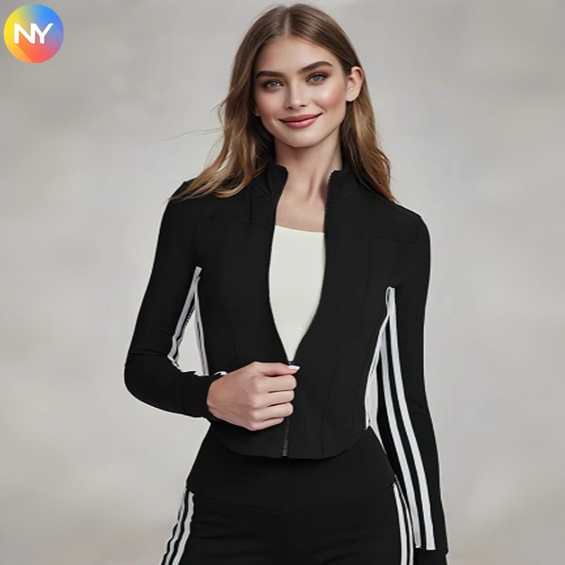 Advanced Sense Ladies Long-Sleeved Yoga Fitness Jacket Slim Standing Collar with Zipper Top Lulu Sports Topcoat
