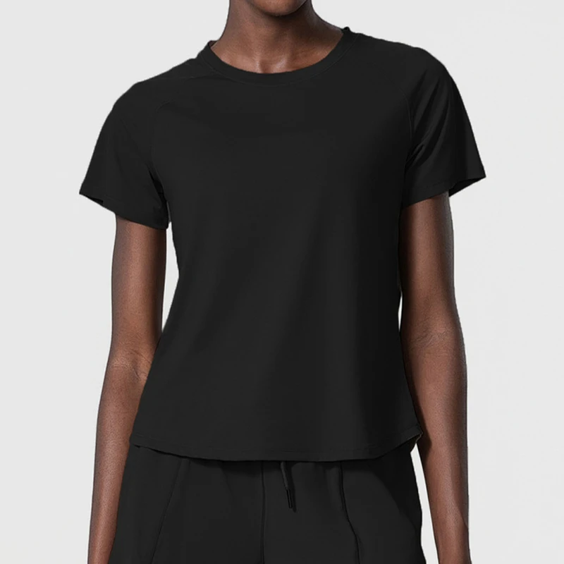 Apricot Leaf Mesh Patchwork Yarn Sports Tops Women Loose Back Women's Yoga Clothing Women's Fitness Short Sleeve T-Shirt
