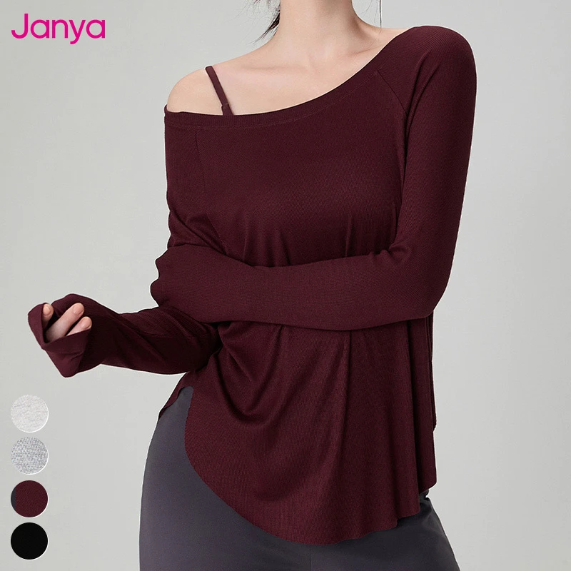 Circular Hem Running Tops Loose Casual Sports T Shirts Modal Ribbed Long Sleeve Gym Fitness Top Yoga Blouse Shirt for Women