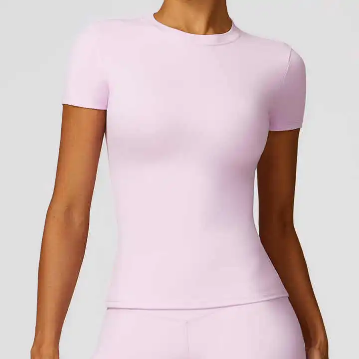 Hold Tight Short Sleeve T Shirt Women Crew Neck Regular Fit Spandex/Polyester Stretch Breathable Windproof Printed Yoga Top