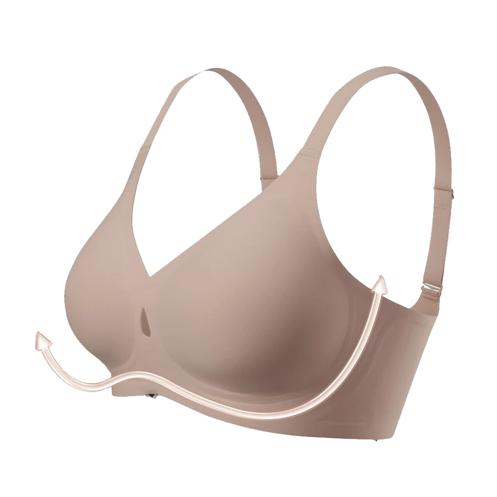 Wholesale Wireless Sports Bra for Women Custom Full Cup Lady V Neck Support and Lift Push up Seamless Padded Bra