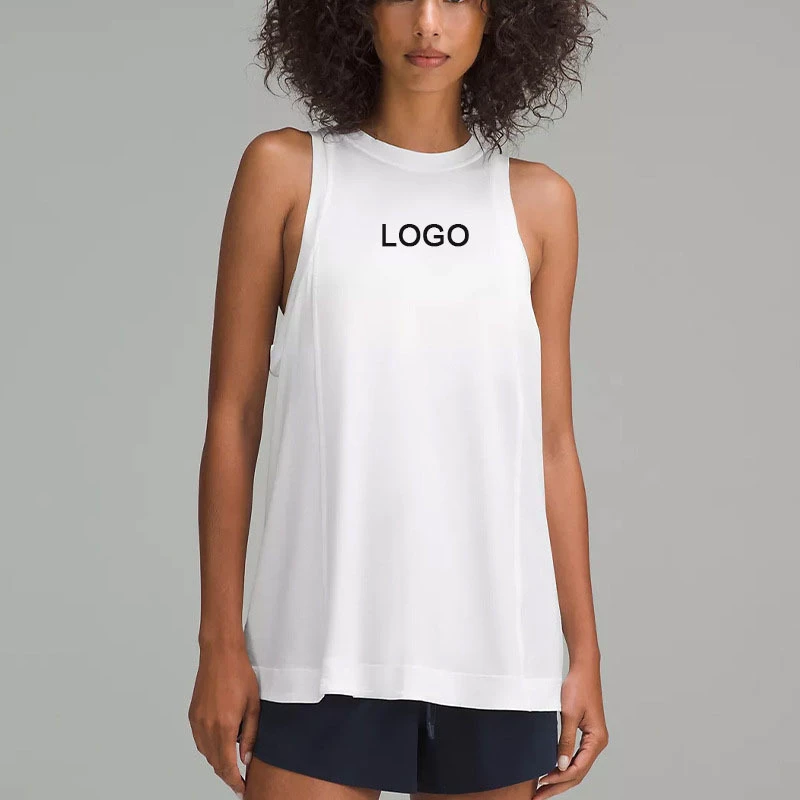 Custom Logo Summer Loose Yoga Vest Pullover Sleeveless Blouse Quick-drying Fitness Sports Top Women 100% Polyester Solid