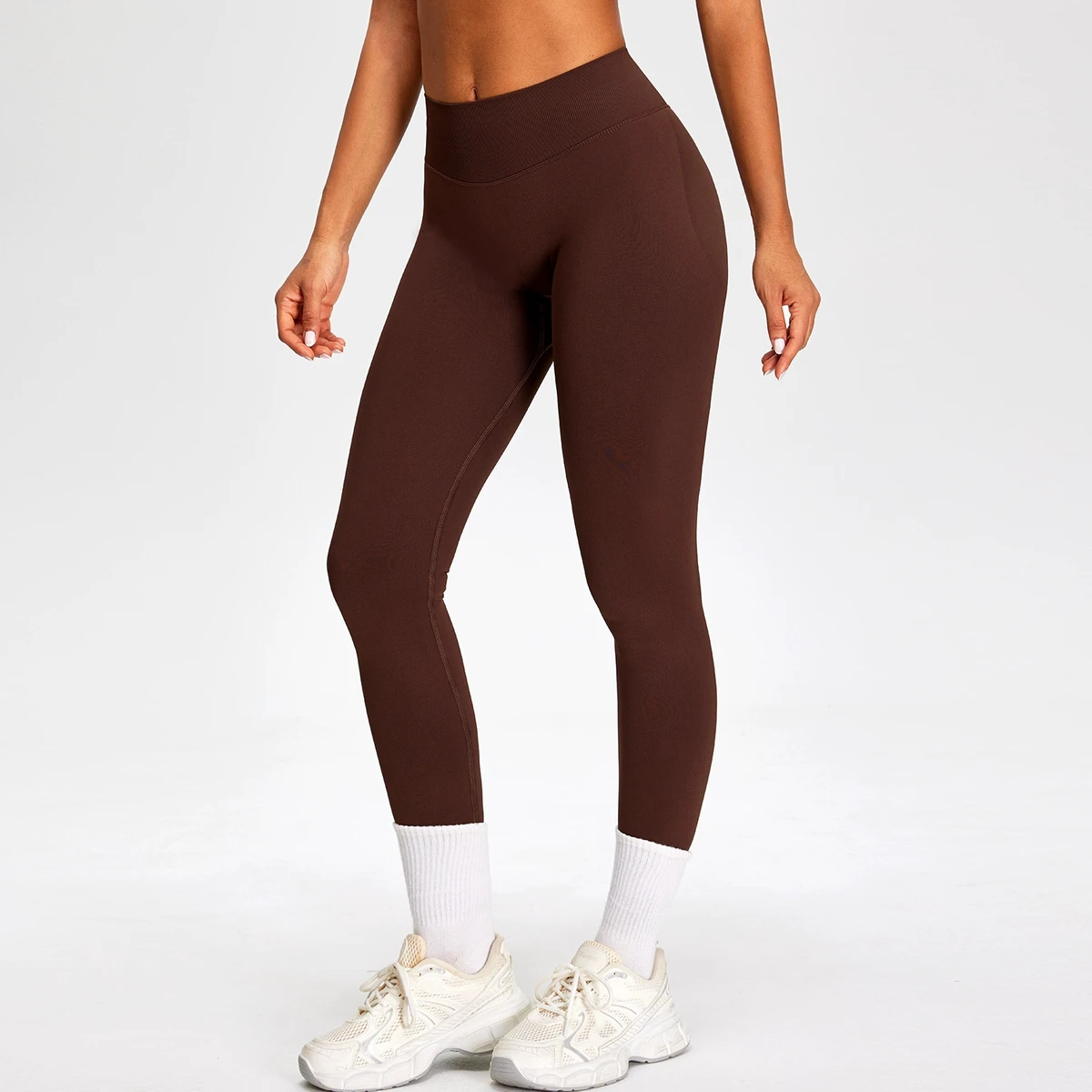 New Seamless Peach Nylon Yoga Pants Quick-drying Sweat-Wicking Durable High Waist Tummy Control Fitness Long