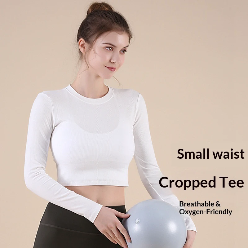 High Elastic for Striped Breathable Yoga Clothes Running Dance Slim Fitness Top Outer Wear Pilates Sports Long Sleeve Women