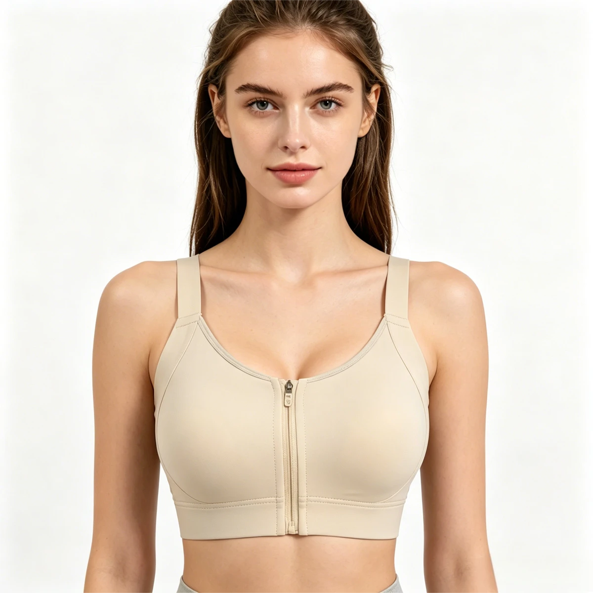 OEM Custom Logo Plus Size Front Zipper Sports Bra Seamless High Impact Gym Activewear Yoga Crop Top For Women
