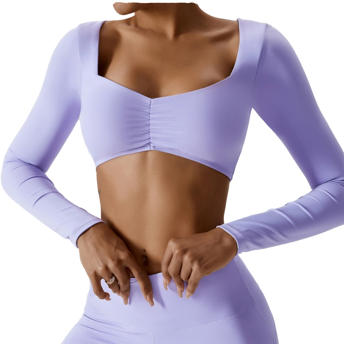 Custom Women's Second-Skin Fabric Skinny Elastic Four-Way Stretch Deep V Yoga Top