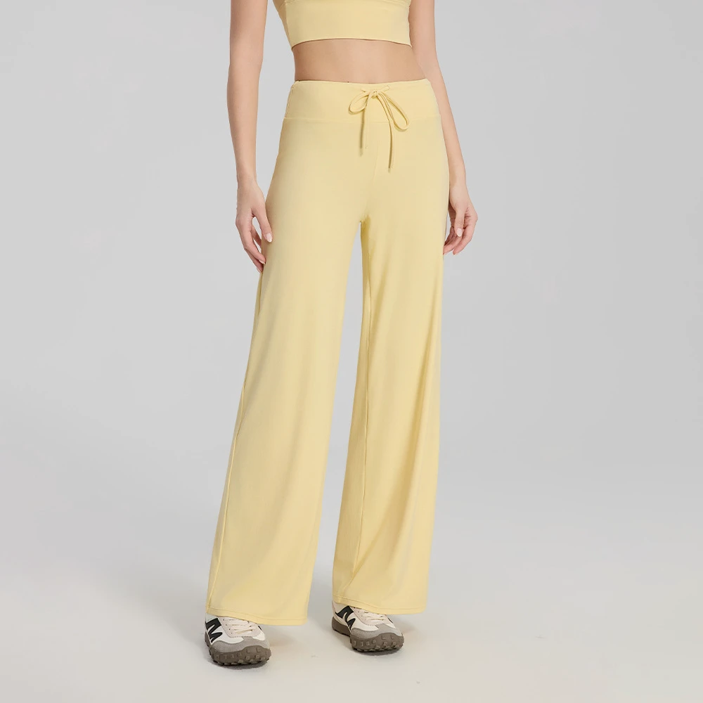 Cooling Antibacterial High Elastic Solid Four-Way Stretch Wide Leg Sports Pants Loose Fit Slimming Outdoor Running Yoga Trousers