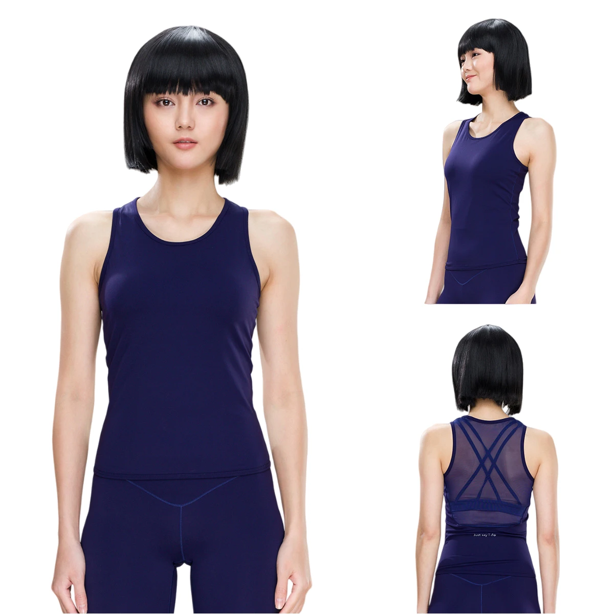 Women's Plus Size Lightweight Brushed Yoga Tank Top with Hollow-Back Design Double-Strap Sports Vest for Outdoor Running Fitness