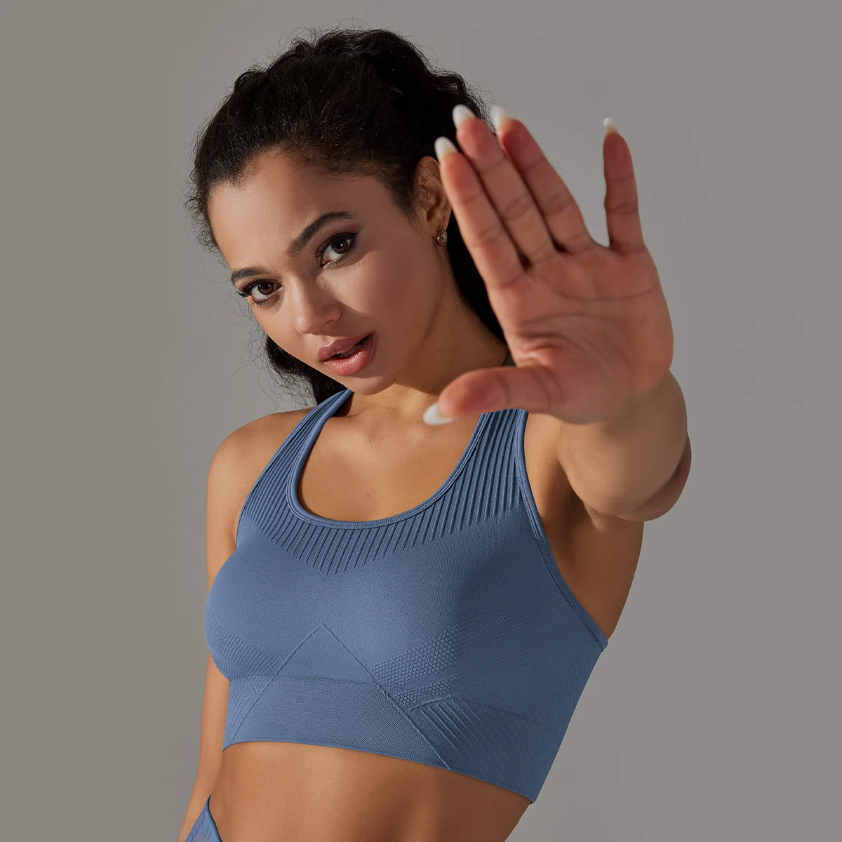 Seamless Solid Color Jacquard High Elastic Tight Yoga Sports Vest - Workout Top for Women
