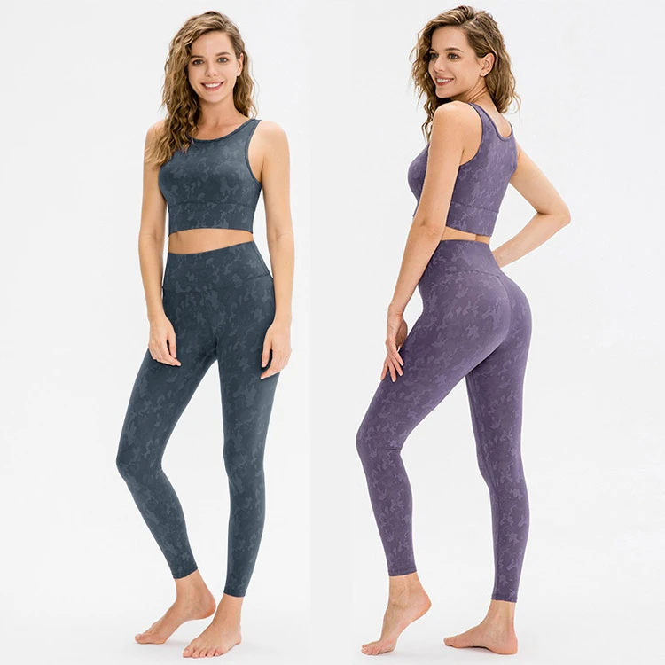 Breathable Anti-Static High Waist Wear Two Pieces Women Yoga Gym Fitness Printed Sets for Woman