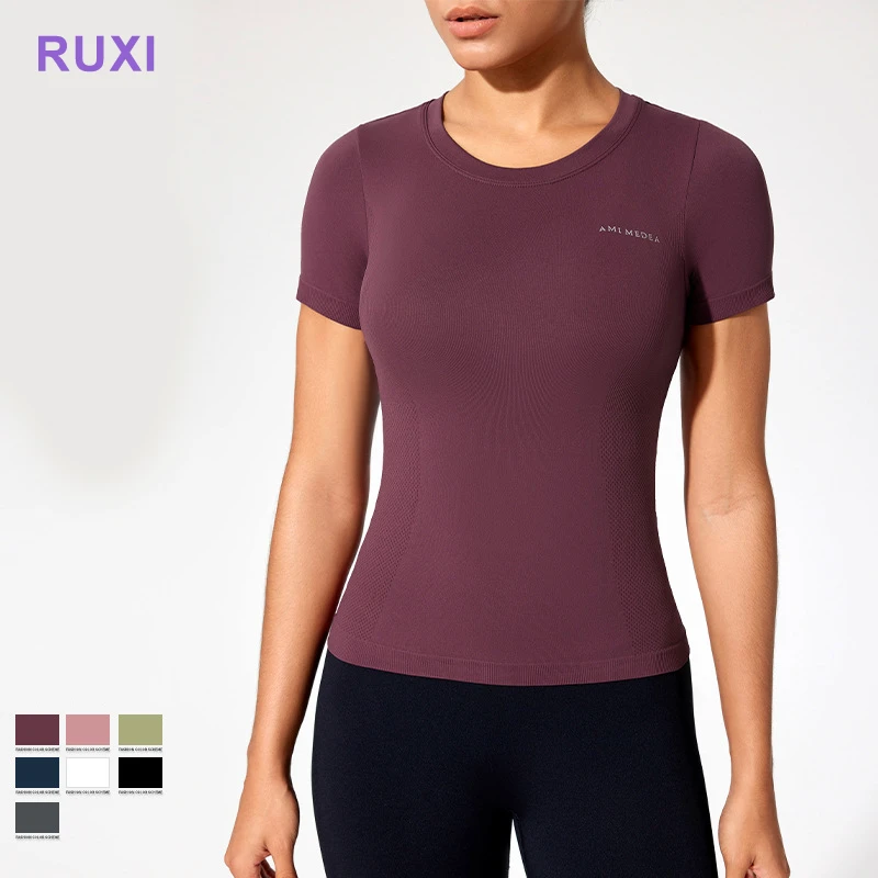 Women Workout Slim Short Sleeve Women Yoga Top Breathable Short Sleeve Custom Crop Top Yoga Slim Short Sleeve Top