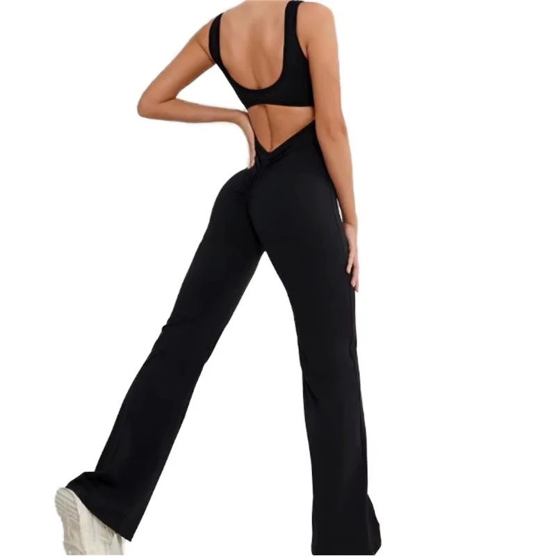 New Women's Yoga Jumpsuit ONE Piece Fitness Romper Sports Bra Strap Tummy Control Gym Workout Activewear