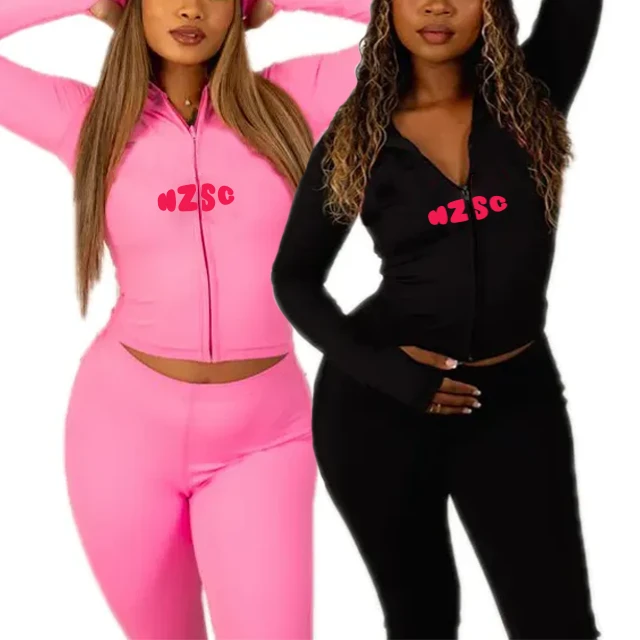 Women's 2-Piece Sportswear Set V-neck Four-Way Stretch Spandex/Nylon Hoodie Flared Leg Shorts Zipper Front High Waist Elastic