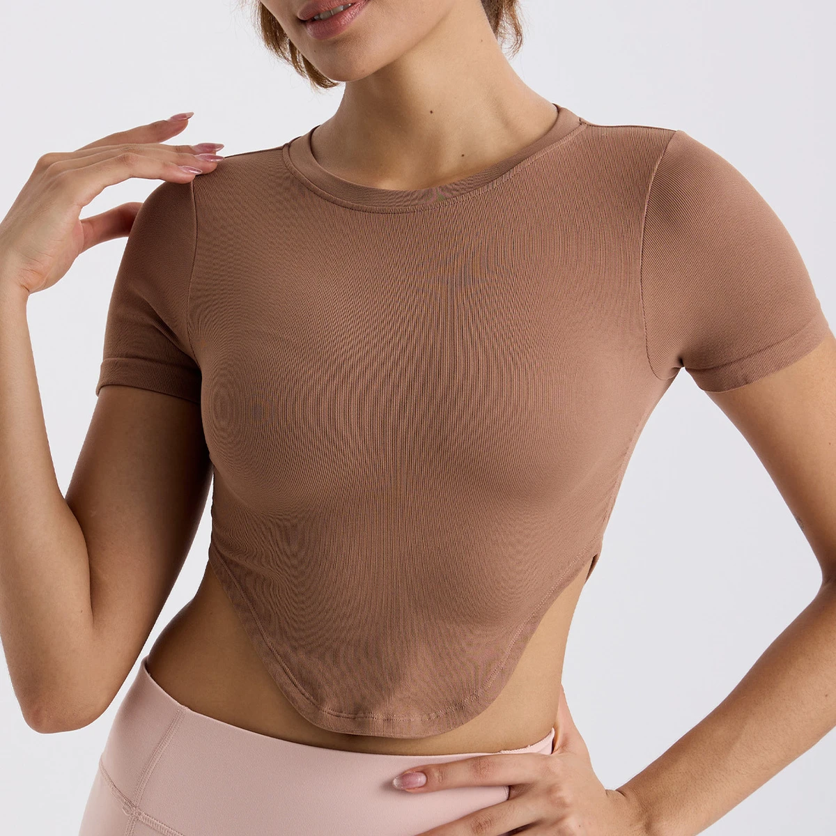 Lanyu Summer Sports Top High Quality Breathable Quick Dry Yoga T-Shirt with Round Neck and Short Sleeve for Fitness Sports