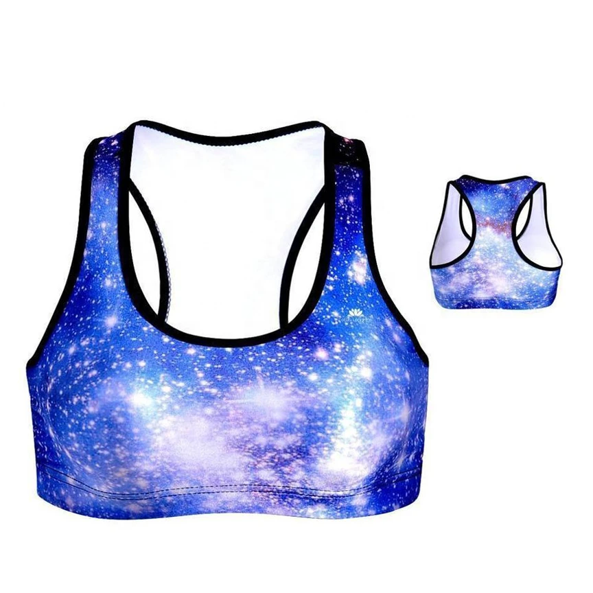 Girls' Sublimation Yoga Sports Bra-Breathable Eco-Friendly Quick Dry Adjustable Straps High Support Customizable Color Front