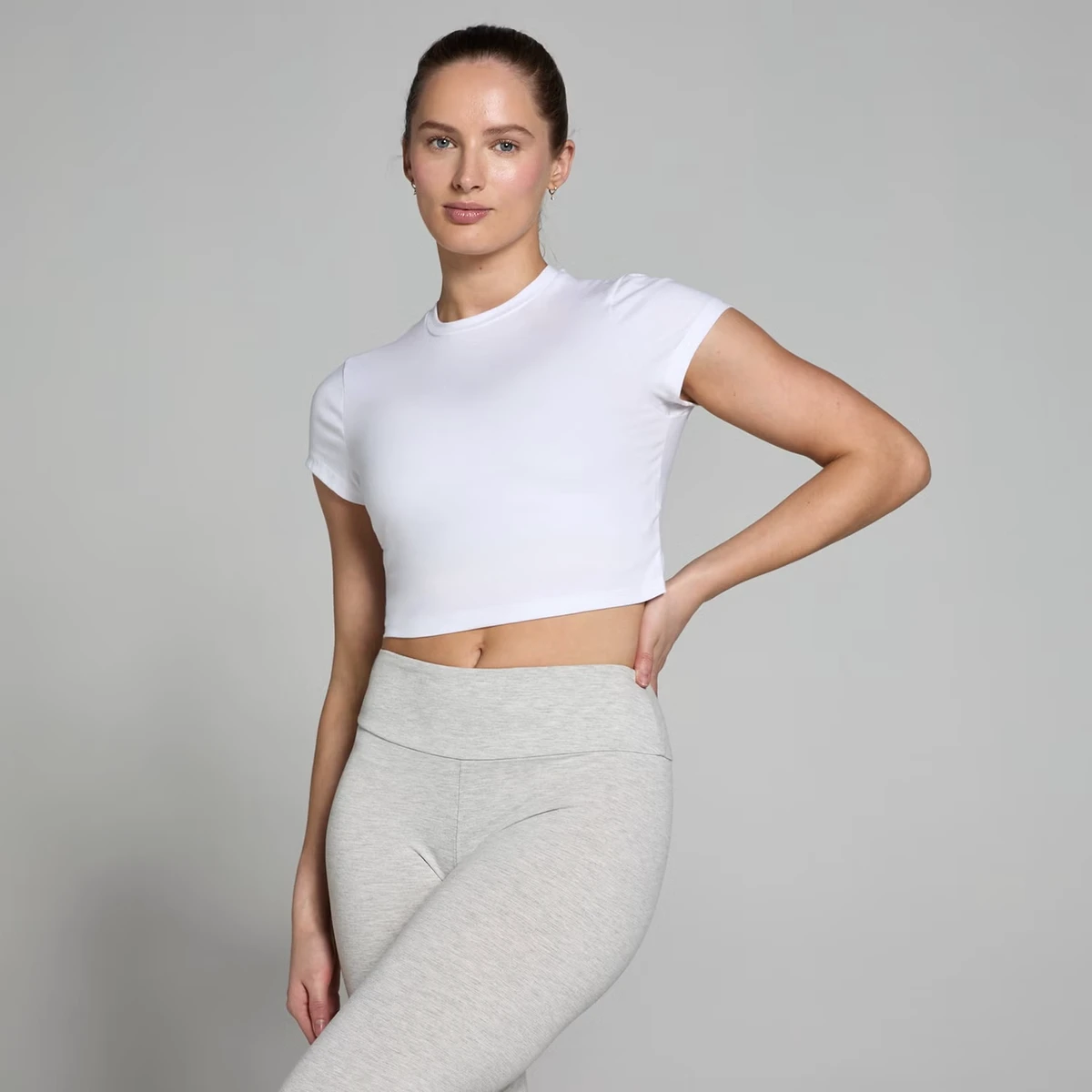 Women's Cap Sleeve Gym Crop Top Workout Fitness Activewear Yoga Sports Cropped Tee Crewneck Stretch Wholesale Training Wear