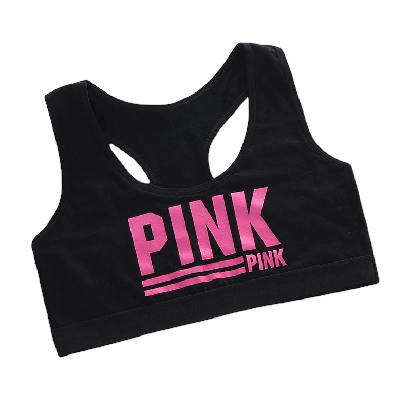 YCH Girls Puberty Bra Lightweight Cotton Front Logo Medium Support Sports Bras 8-16 Years Old