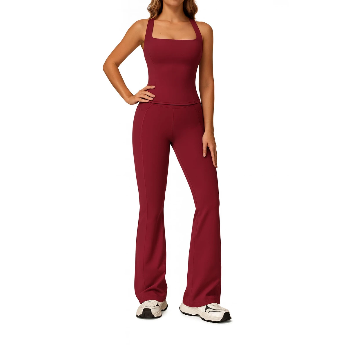 Custom Wholesale Butt Lift Quick Dry 2 Piece Yoga Set for Women High Waist Compression Leggings & Vest Gym Workout Set