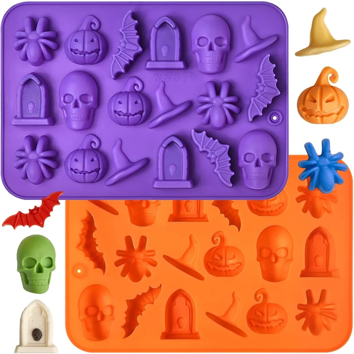 18 Cavity Halloween Pumpkin Hat 662 Silicone Mold - Silicone Chocolate Mould for DIY Candy/Biscuit & Silicone Cake Decoration