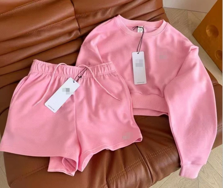 Summer 2026 Brand Silver Logo Women's 2 Piece Fitness Cropped Cotton Sports Shorts Gym Jogger Workout Loungewear Outfit Sets