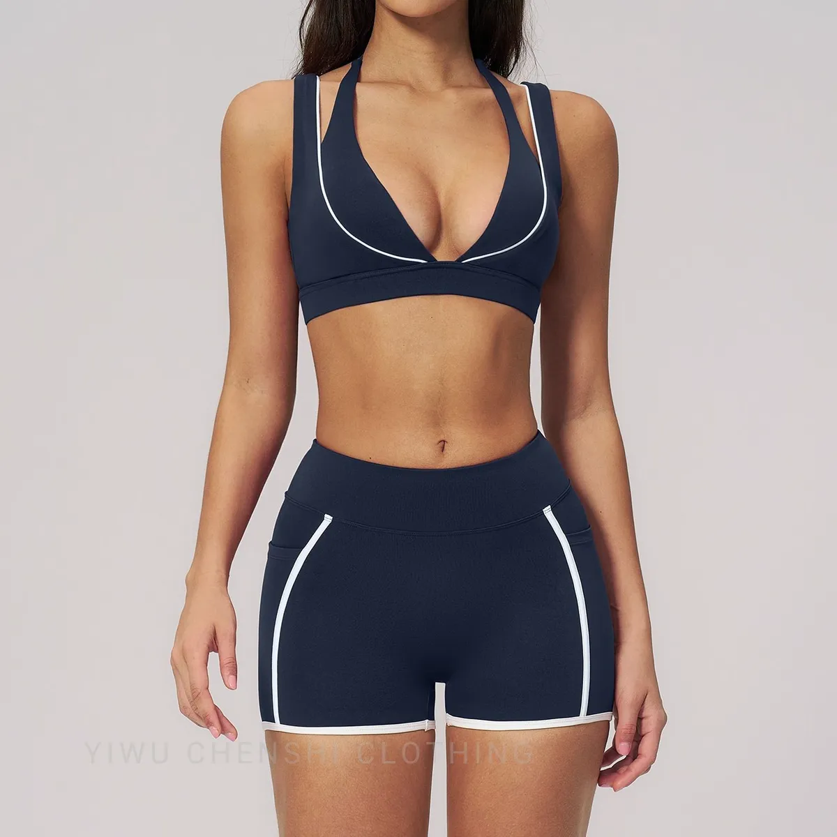 Women Yoga Set Slimming Fitness Sportswear, Seamless Workout Outfit, Skin-Friendly Activewear Set, High-Waist Shorts Sports Bra