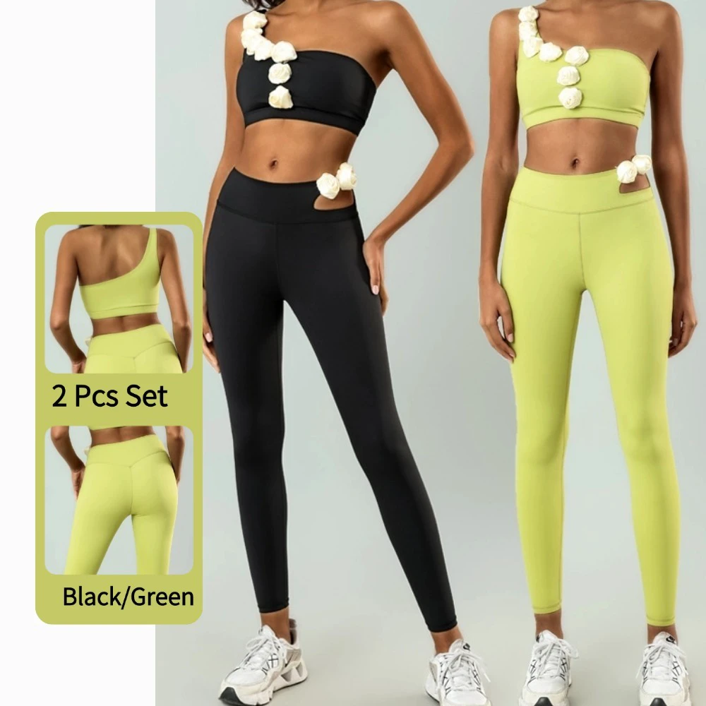 Yoga Suit Women Quick-drying High Elastic Wrap Chest Shockproof Running Fitness Exercise High Waist Pants Two Pieces Set
