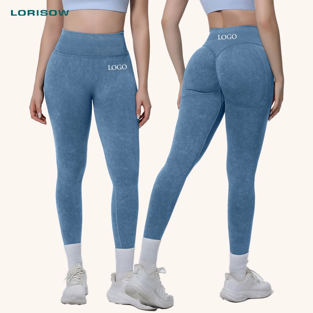 LORISOW Seamless Leggings Popular Gym Pants Womens Sand Washed Butt Lifting Yoga Leggings Four-Way Stretch Tight Fit