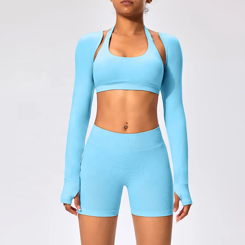 New Lightweight Spandex/Nylon Four-Way Stretch Solid Breathable Long Sleeve Yoga Tops