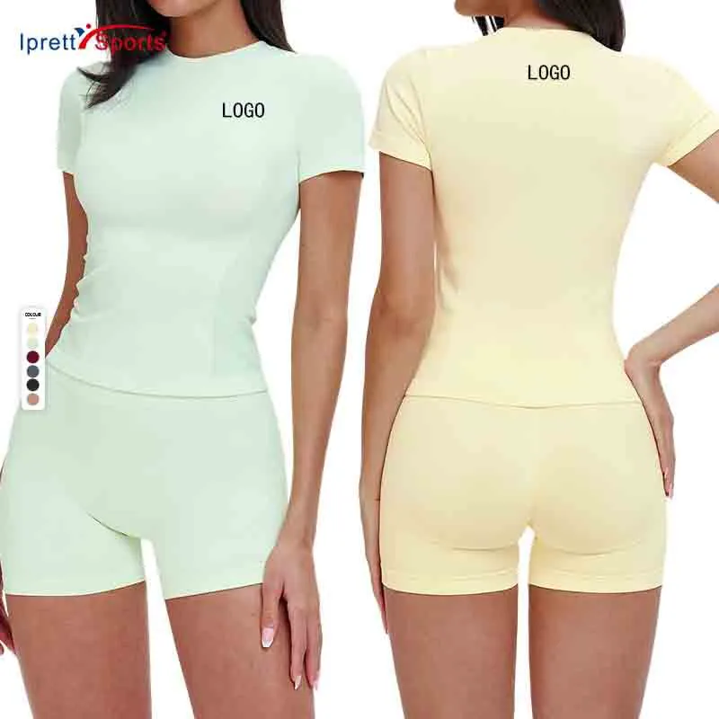 Fashion Women Comfortable Yoga Clothes Casual Outdoor Running Plus Size Athletic Seamless Sport Top Short Shirt