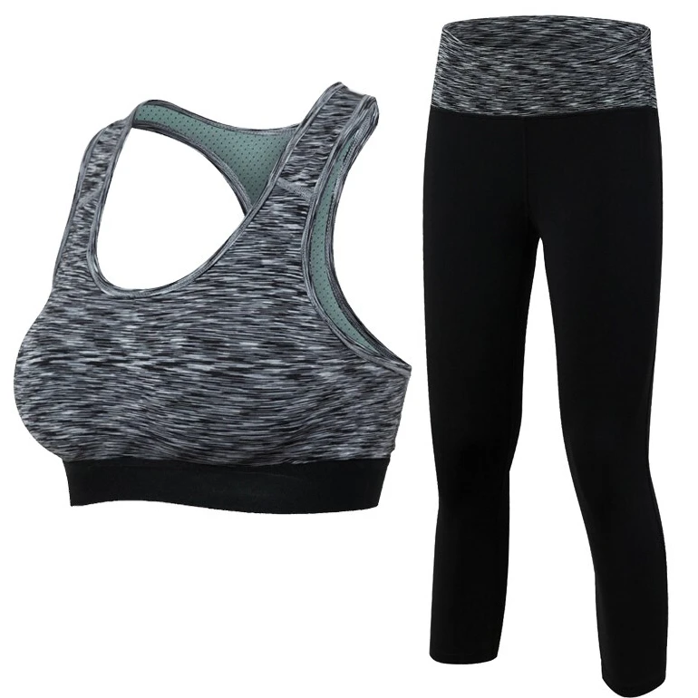 Women's Autumn Winter Breathable Comfortable Yoga Set 2 Piece Seamless Bra and Leggings Short Tops for Sale at Low Price
