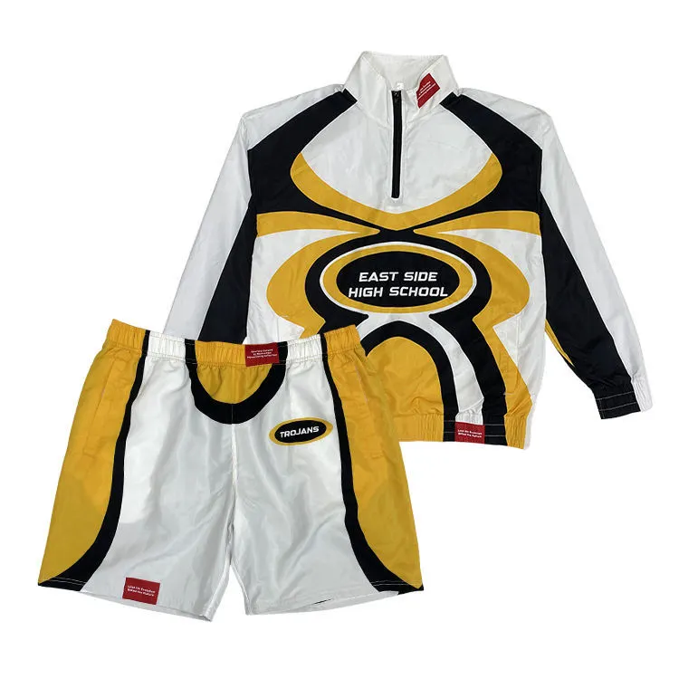 Custom Design 2 in 1 Lightweight Sweatshirt Sublimation Print Training Gym Breathable Embroidered Jacket Pants Set Tracksuit