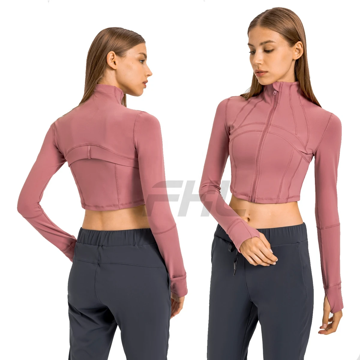 Zip Long Sleeve Yoga Jackets Plus Size Sports Yoga Tops Womens Running Coat Workout Wear Gym Fitness Sportswear Apparel