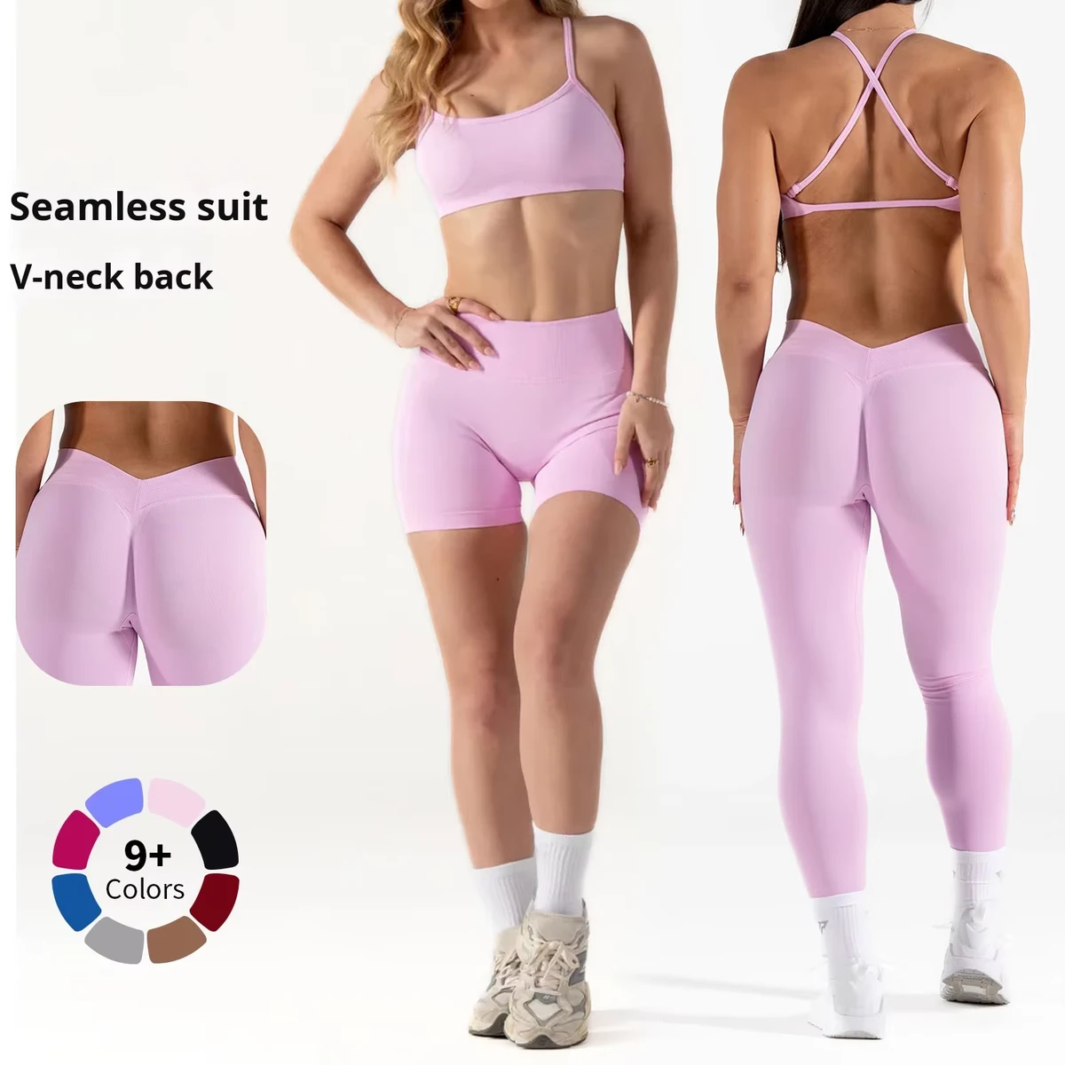 Women's JC Sports Yoga Suit V-Shaped Waist Slimming Breathable Quick-Drying 3-Piece Set Front Logo for Outdoor Fitness Running